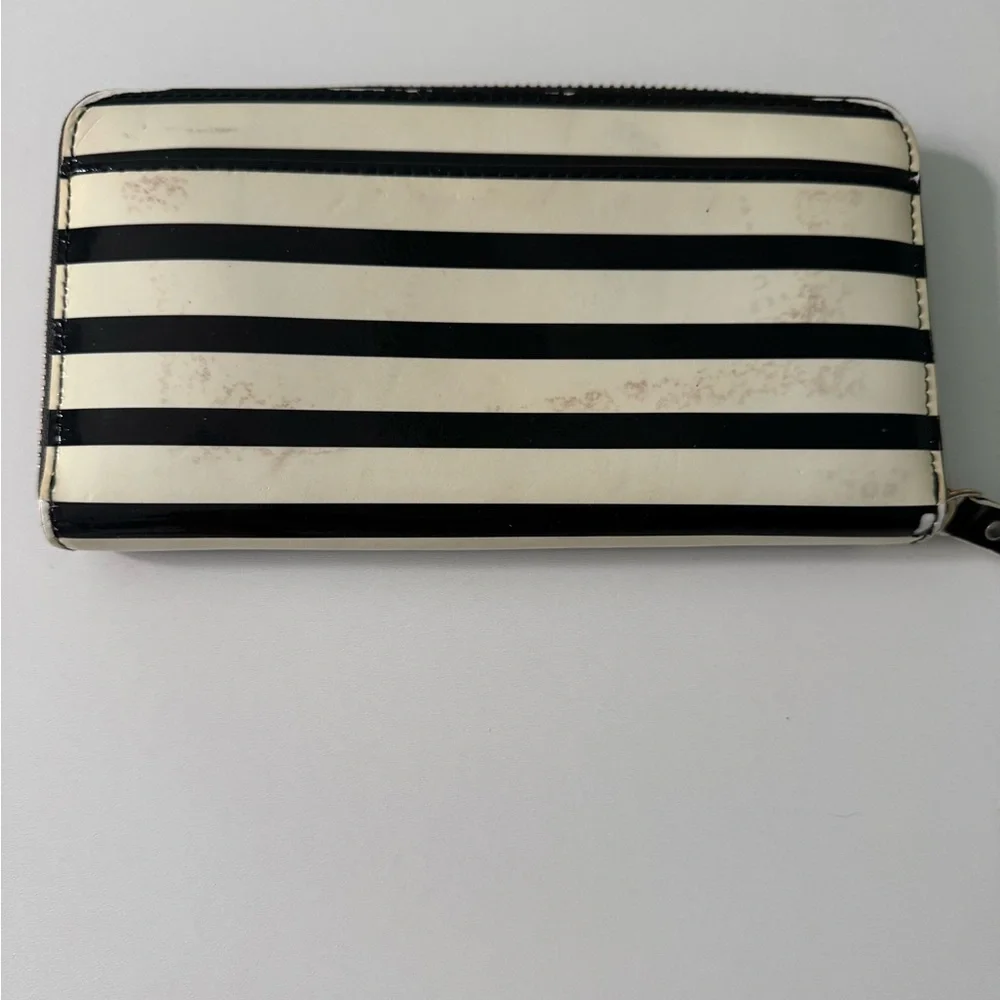Kate Spade Black and Cream Striped Wallet